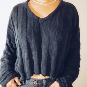 Cotton-on Rib-Knit Black Sweater